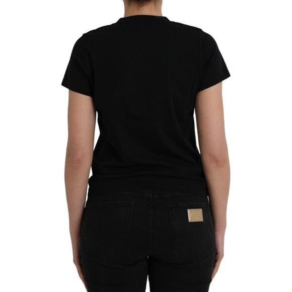 Balenciaga Black Cotton Logo Print Crew Neck Short Sleeves Women's T-shirt